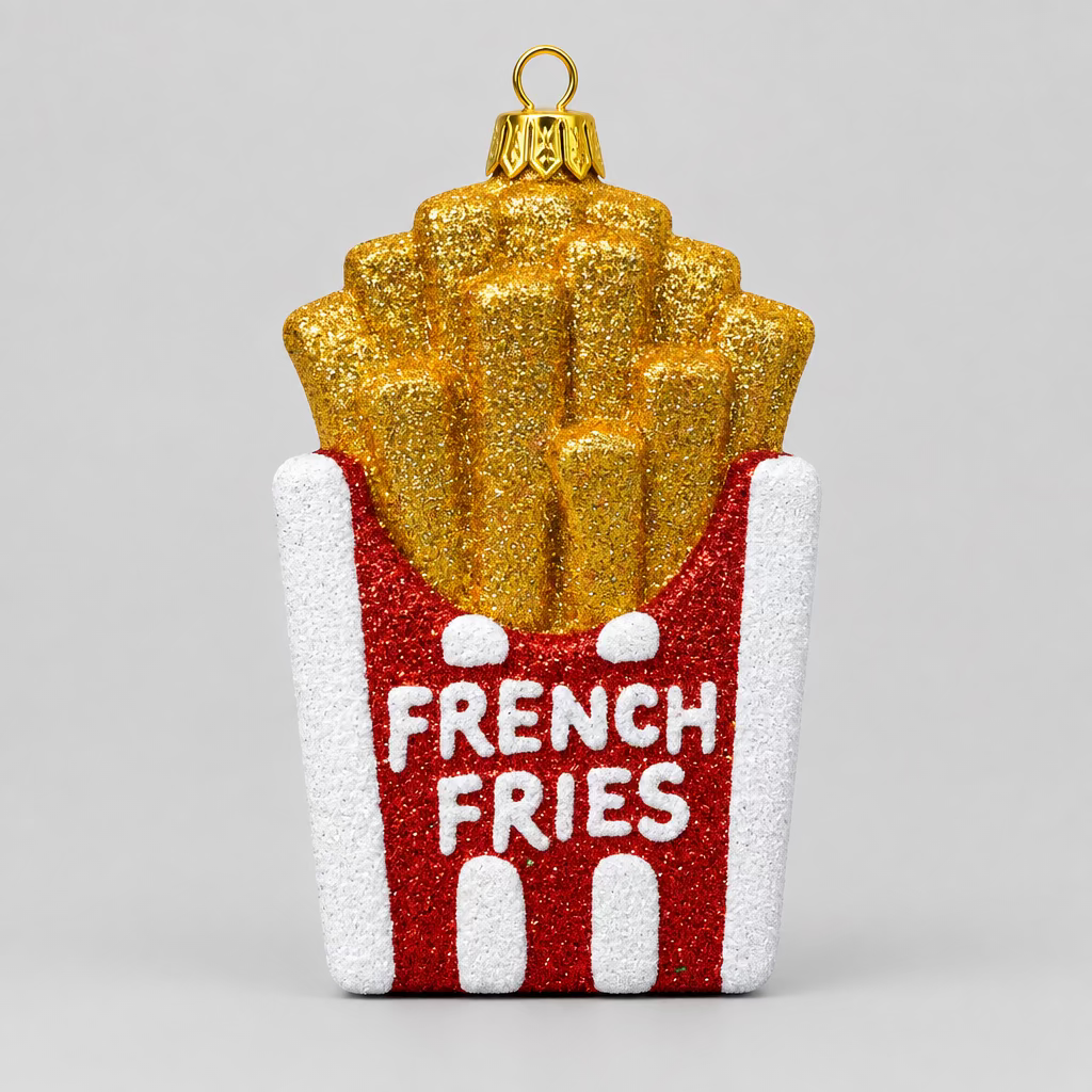 Weihnachtsanhänger „French Fries“ – Pommes mit Glitzer
