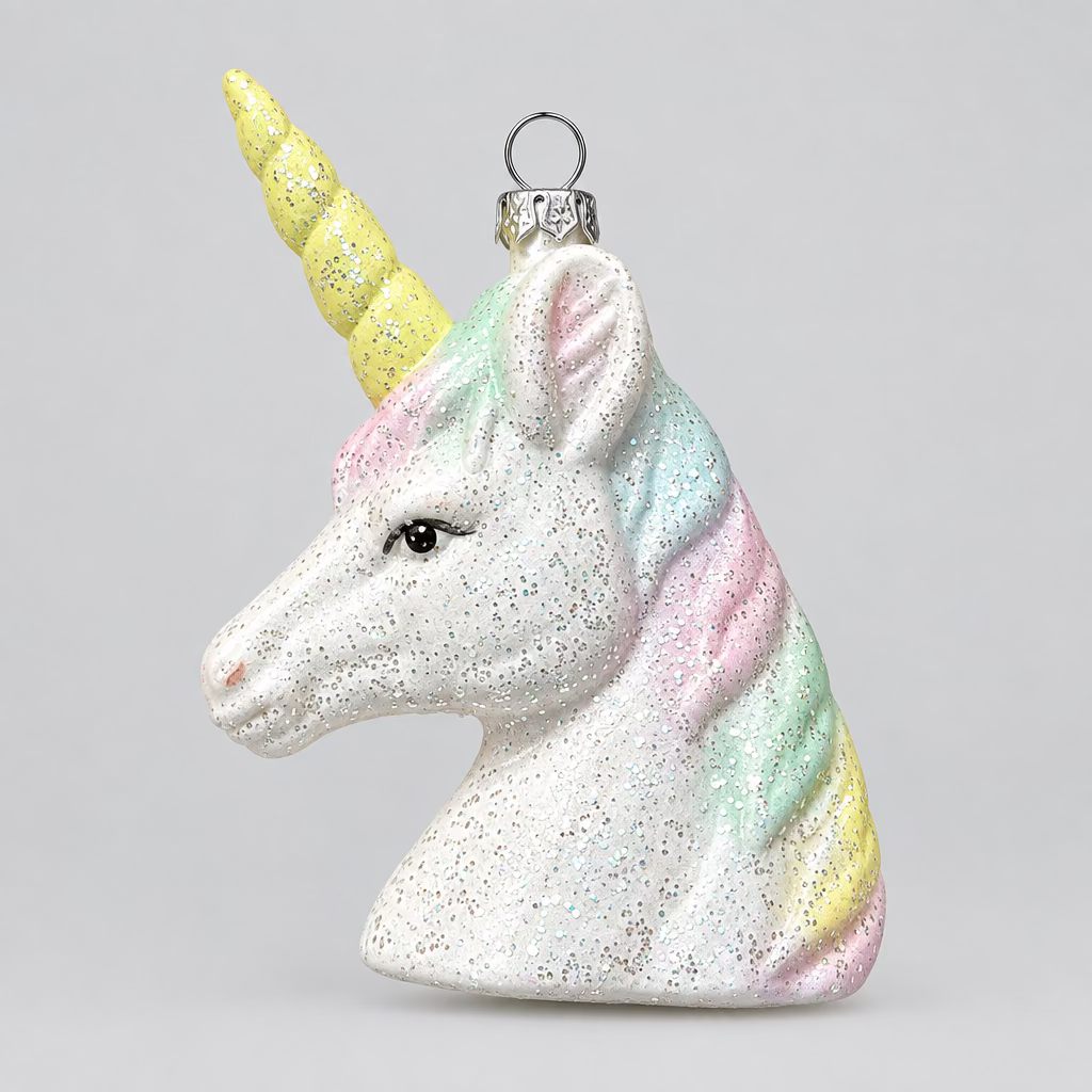 Weihnachtsanhänger „Pastel Unicorn“ – Einhorn mit Glitzer