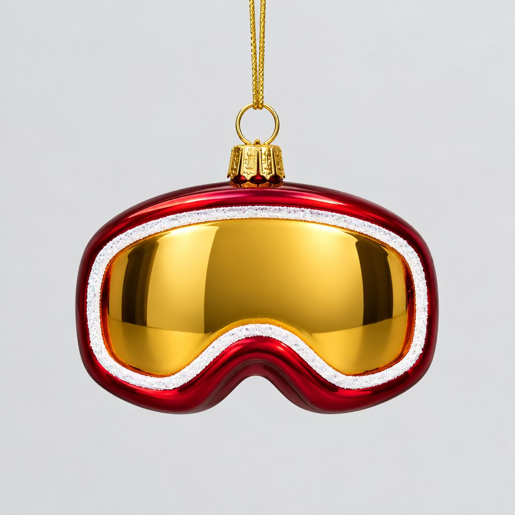 Weihnachtsanhänger „Ski Goggles“ – Skibrille Rot/Gold