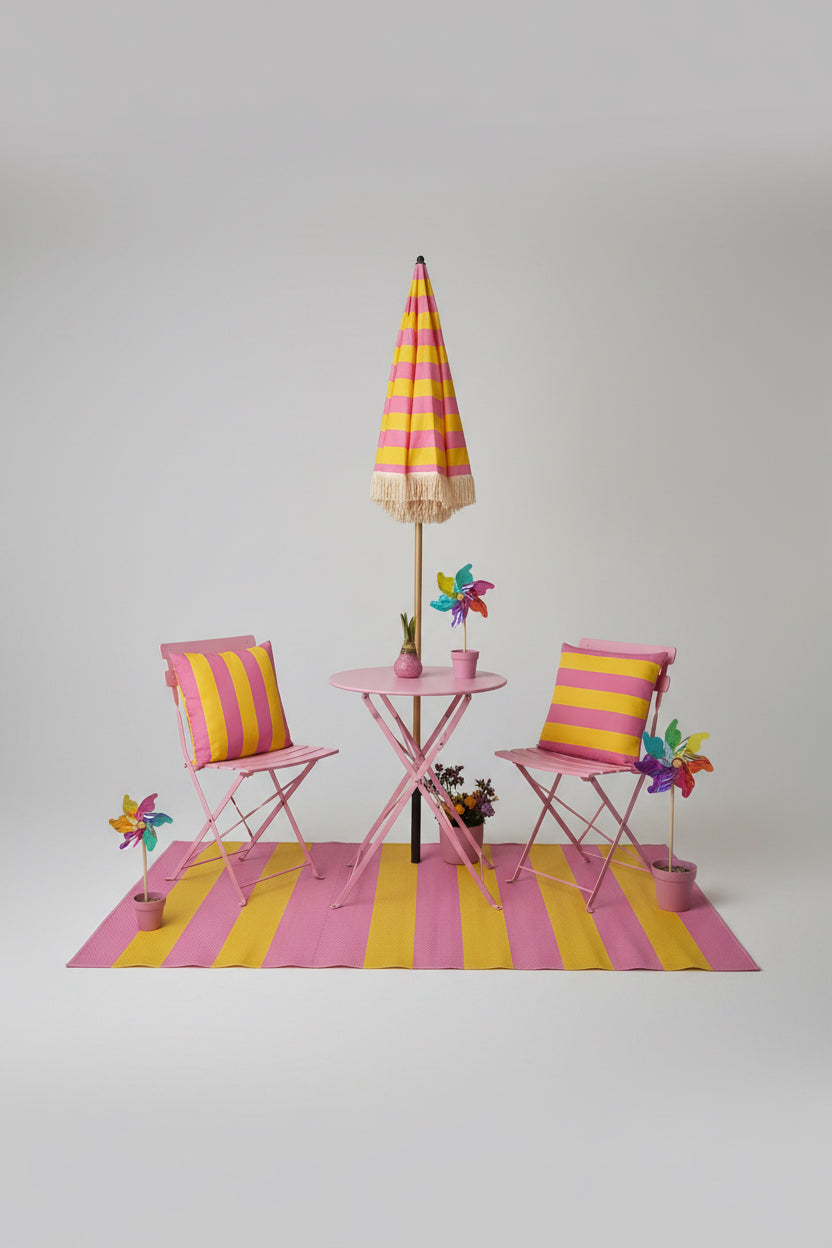 Sunset Stripe Outdoor Rug – Pink & Yellow