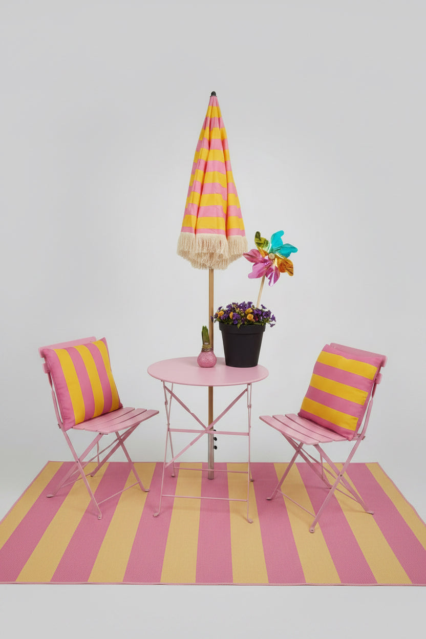 Sunset Stripe Outdoor Cushion – Pink & Yellow