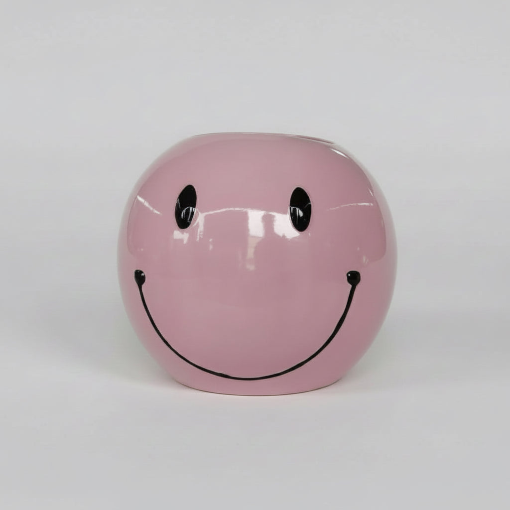 Rosa Smiley Vase aus Keramik Größe L